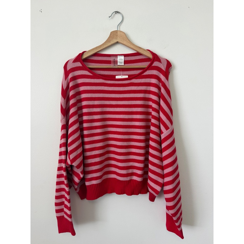 As Revival Altar'd State Red & Pink Striped Sweater – Women's Large – NWT